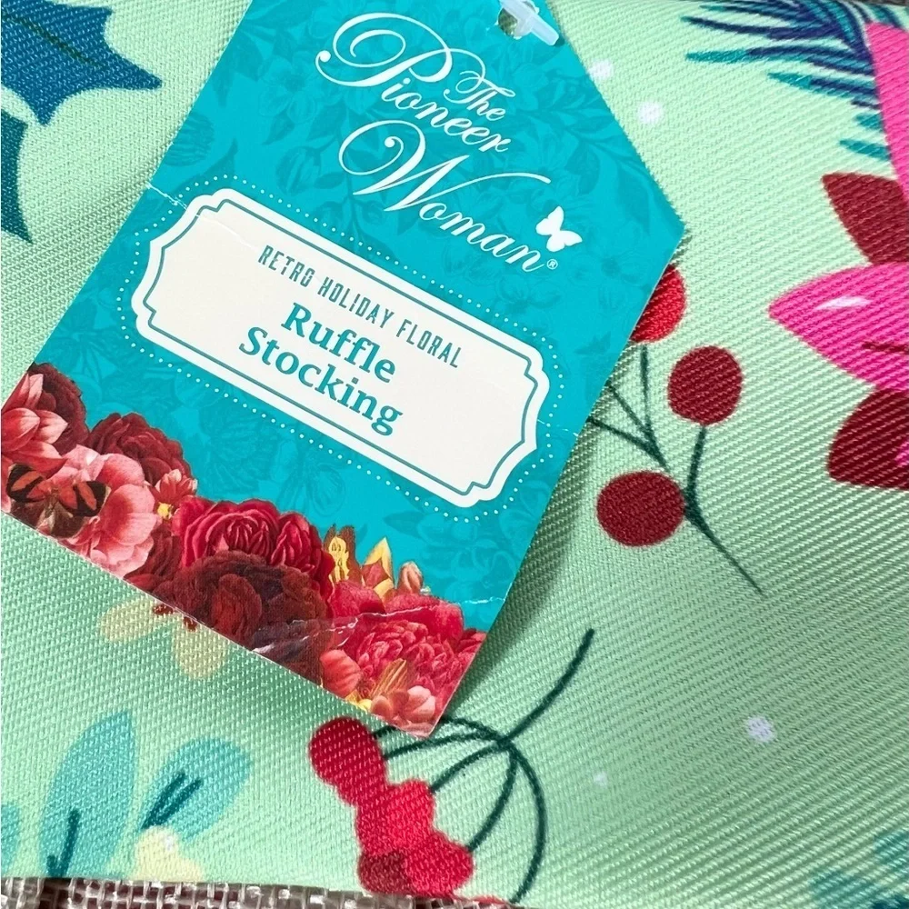 NWT Pioneer Women Retro Holiday‎ Floral Ruffled Christmas Stocking